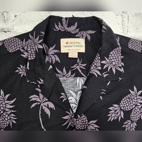 HAWAIIAN Ukuleles Pineapples Tropic Chestband Button Up Causal Shirt - Picture 7 of 9